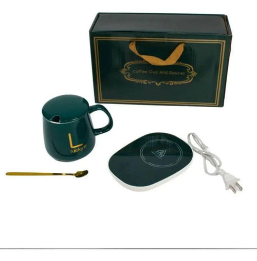 Base Calentadora de Tazas Eléctrica con Mug de Cerámica
