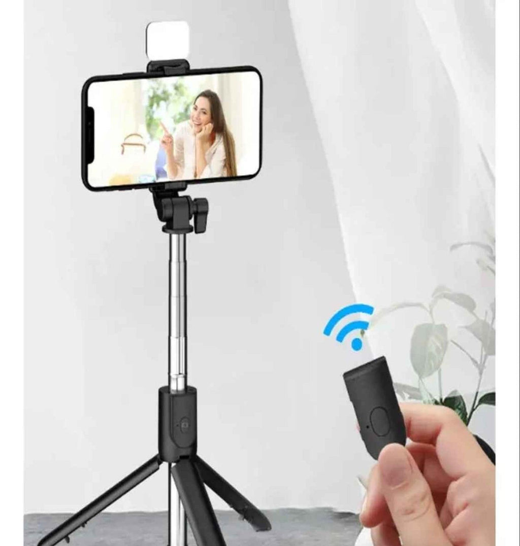 Palo Selfie con Luz LED, Trípode y Control Remoto Bluetooth