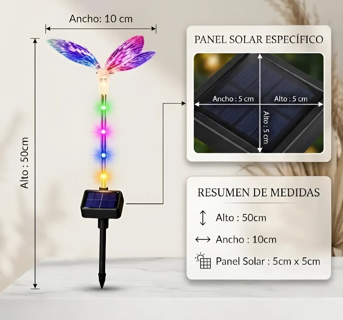 A444 Luz Solar Libélula LED