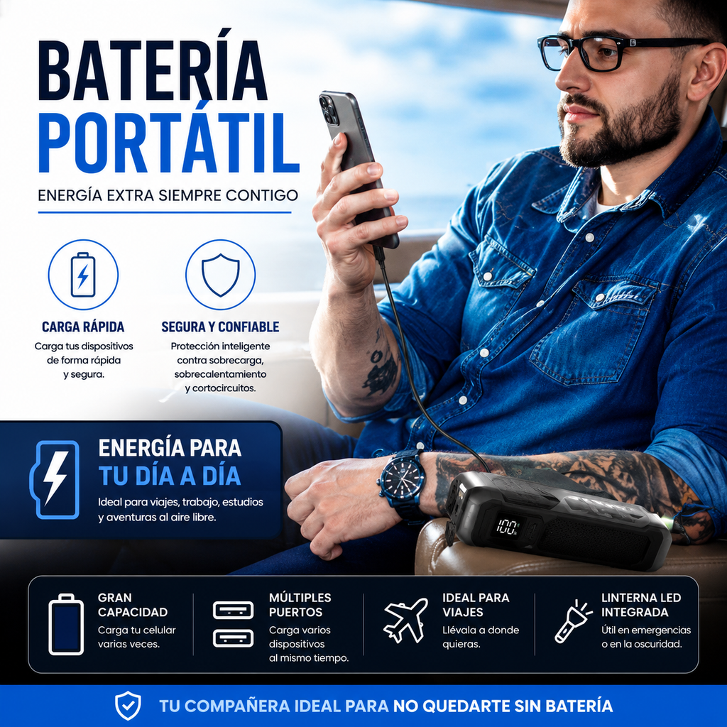 A459 iniciador de baterías/inflador 4 en 1