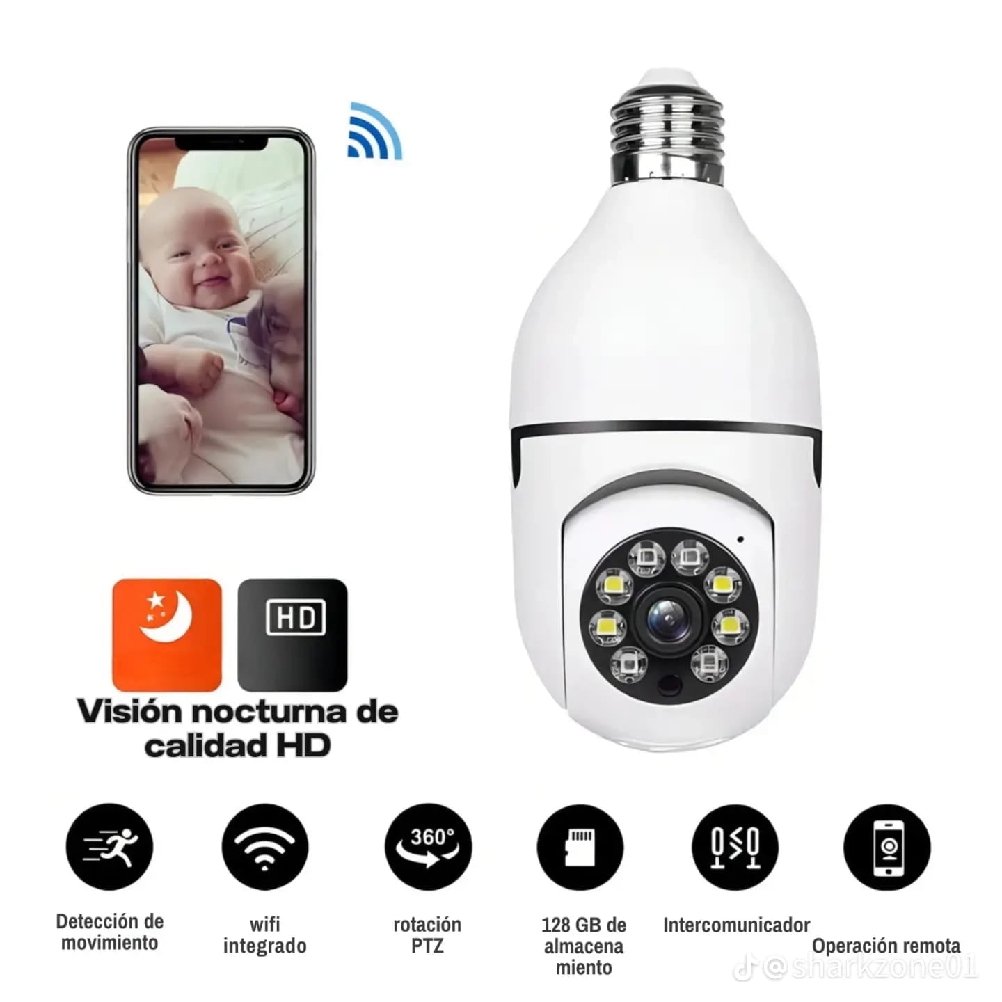 Combo x2🔥 Oferta Especial | 2 Cámaras Bombillo WiFi 360° Full HD por solo $119,900