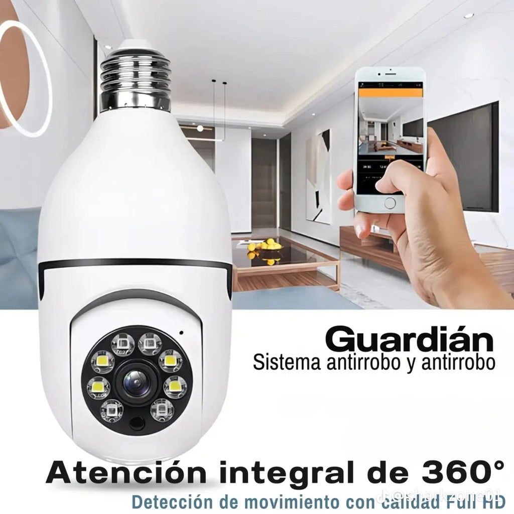Cámara Bombillo WiFi 360° – Seguridad Inteligente para tu Hogar