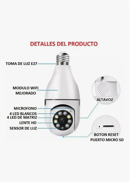Combo x2🔥 Oferta Especial | 2 Cámaras Bombillo WiFi 360° Full HD por solo $119,900