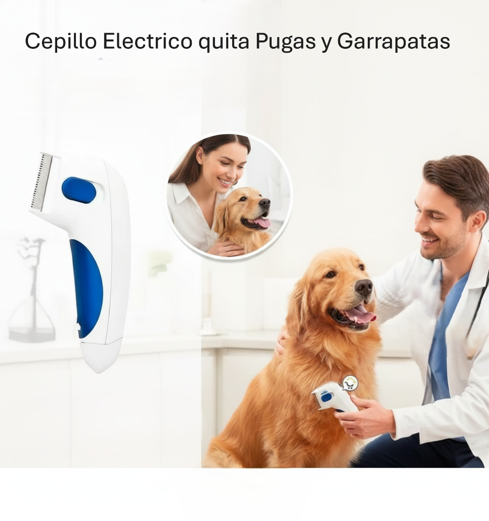 Cepillo Eléctrico Quita Pulgas y Garrapatas para Perros y Gatos