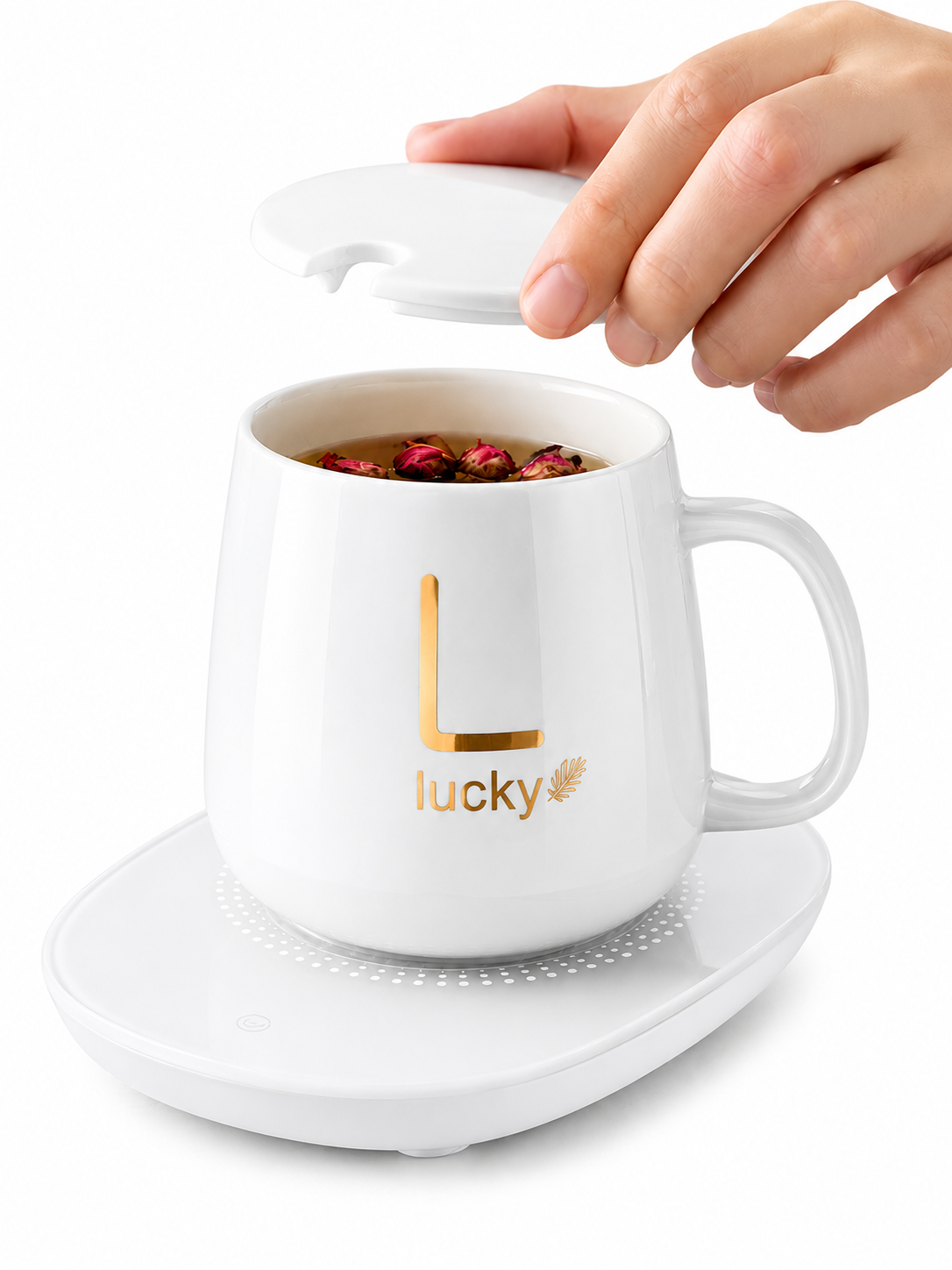 Base Calentadora de Tazas Eléctrica con Mug de Cerámica