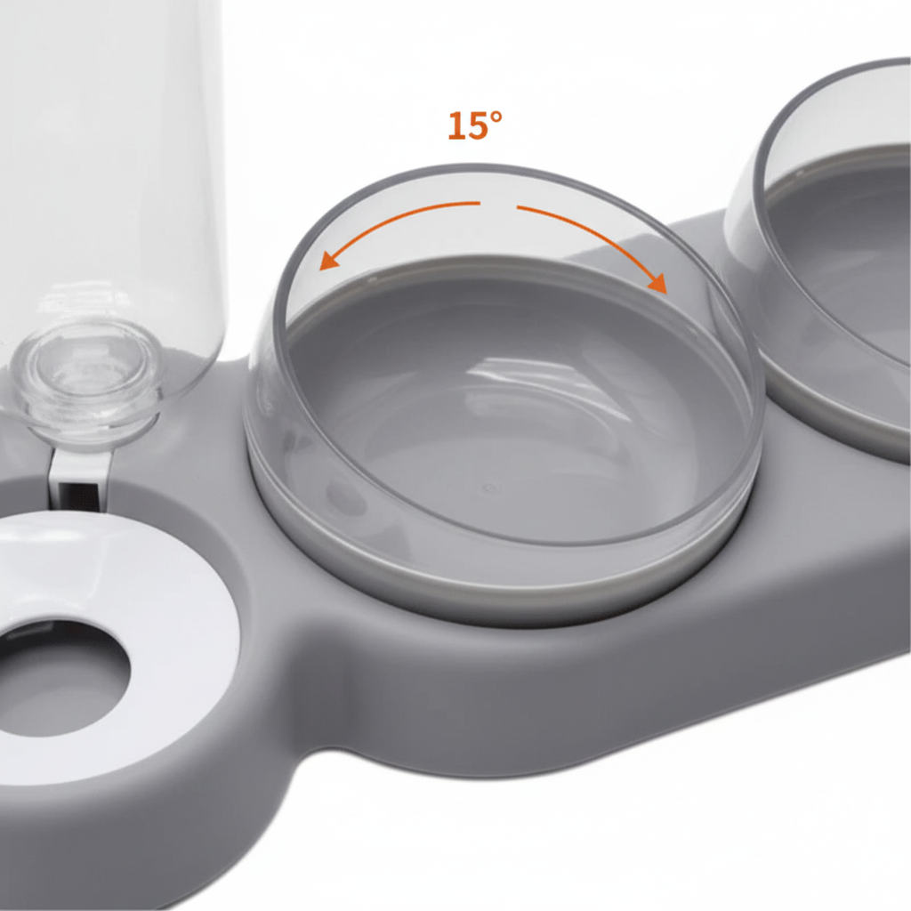 Comedero 3 en 1 para Gatos – Cuenco Giratorio 360°, Agua y Comida Seca y Húmeda