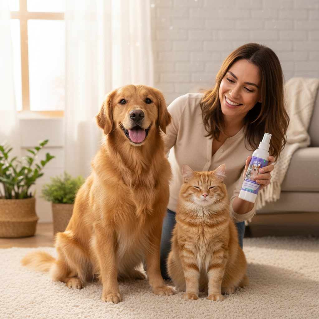 Eliminador de Olores para Mascotas en Spray – Sin Baño, Seguro para Perros y Gatos