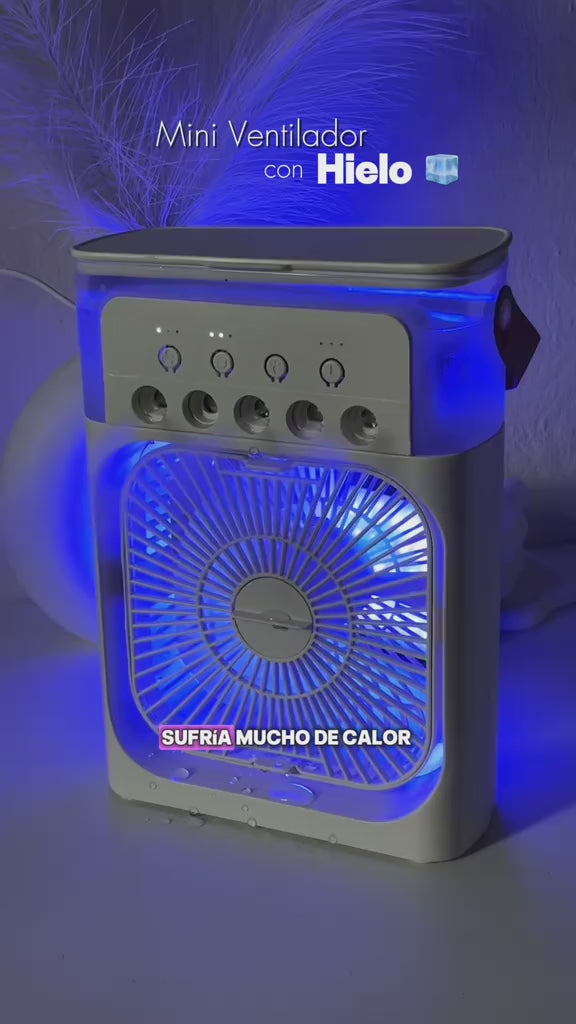 Ventilador Humidificador Portátil USB – Climatizador, Purificador y Luz LED 3 en 1