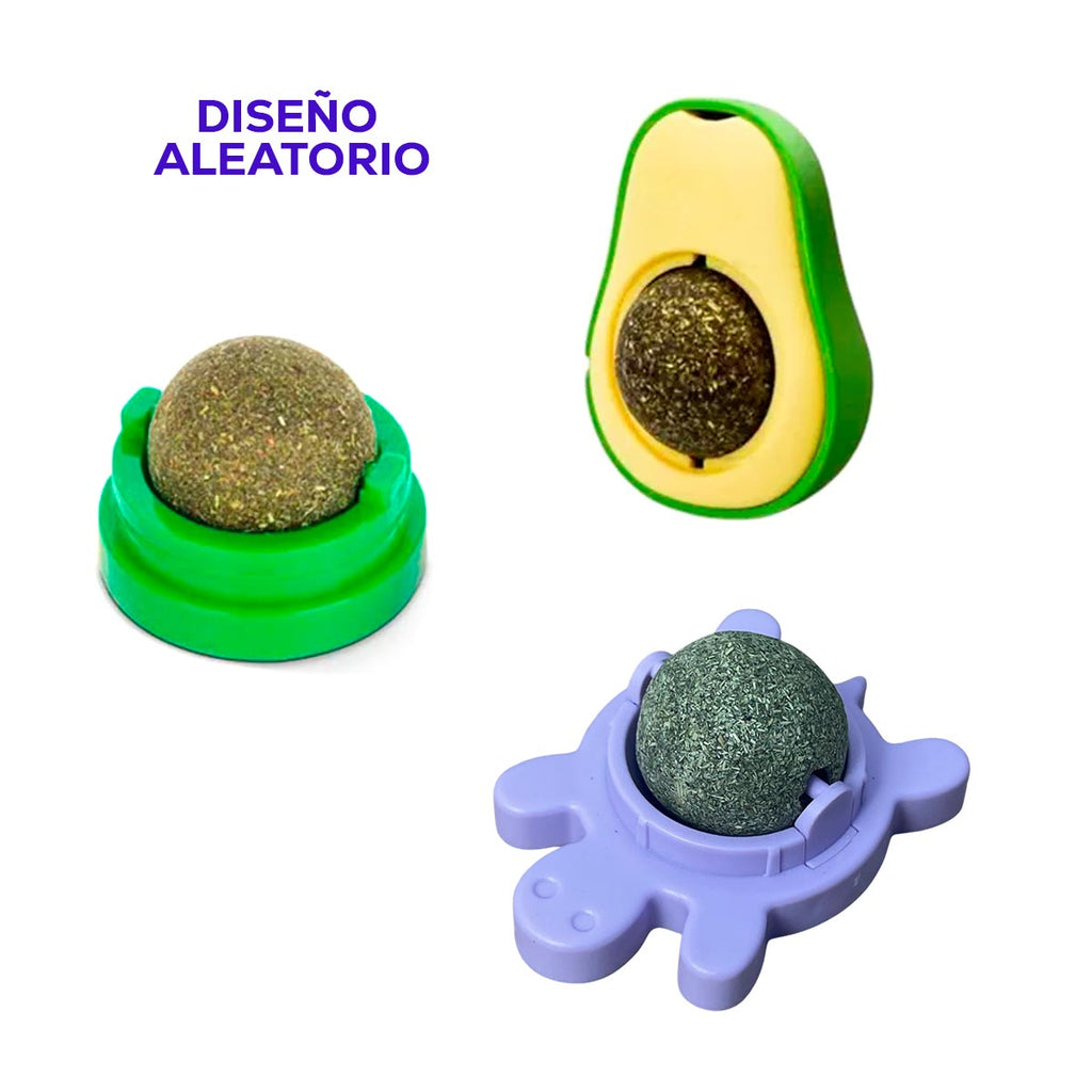 Juguete Anti Estrés para Gatos – Bola Giratoria con Catnip, Adhesiva y Sin Químicos
