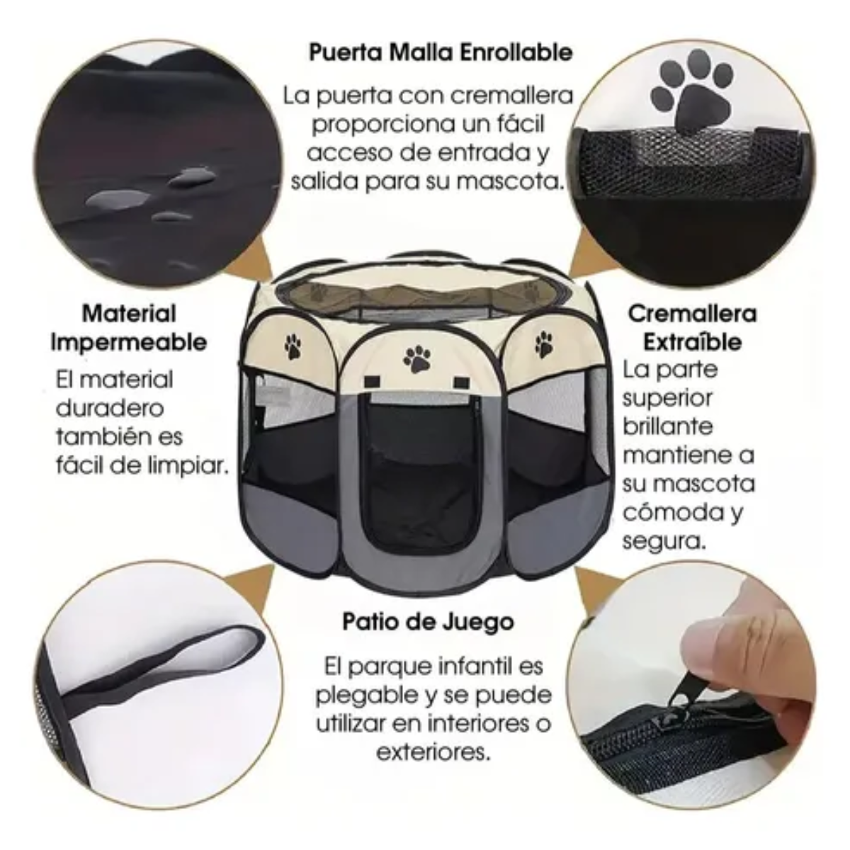 Corral Para Mascotas Ch Plegable En Tela Cama Portáti