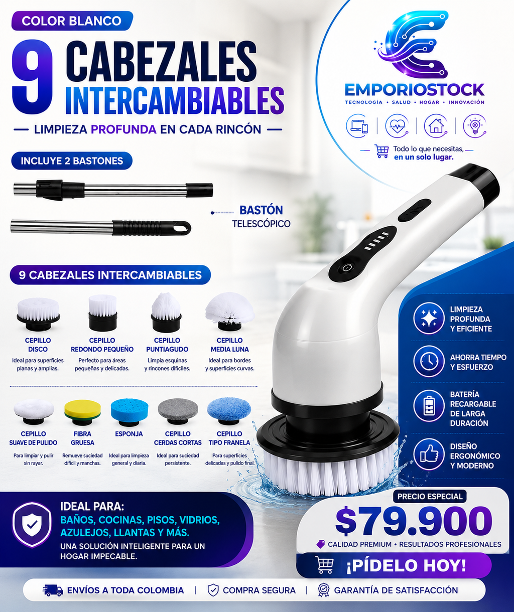 Cepillo Eléctrico Multifuncional 9 en 1