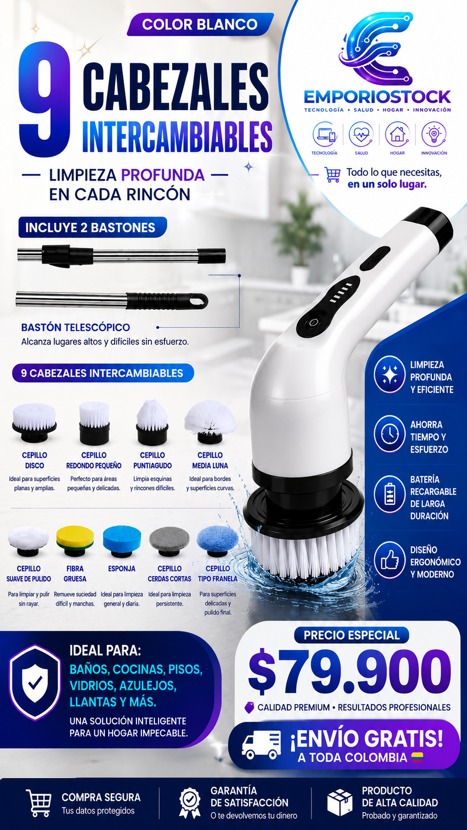 Cepillo Eléctrico Multifuncional 9 en 1