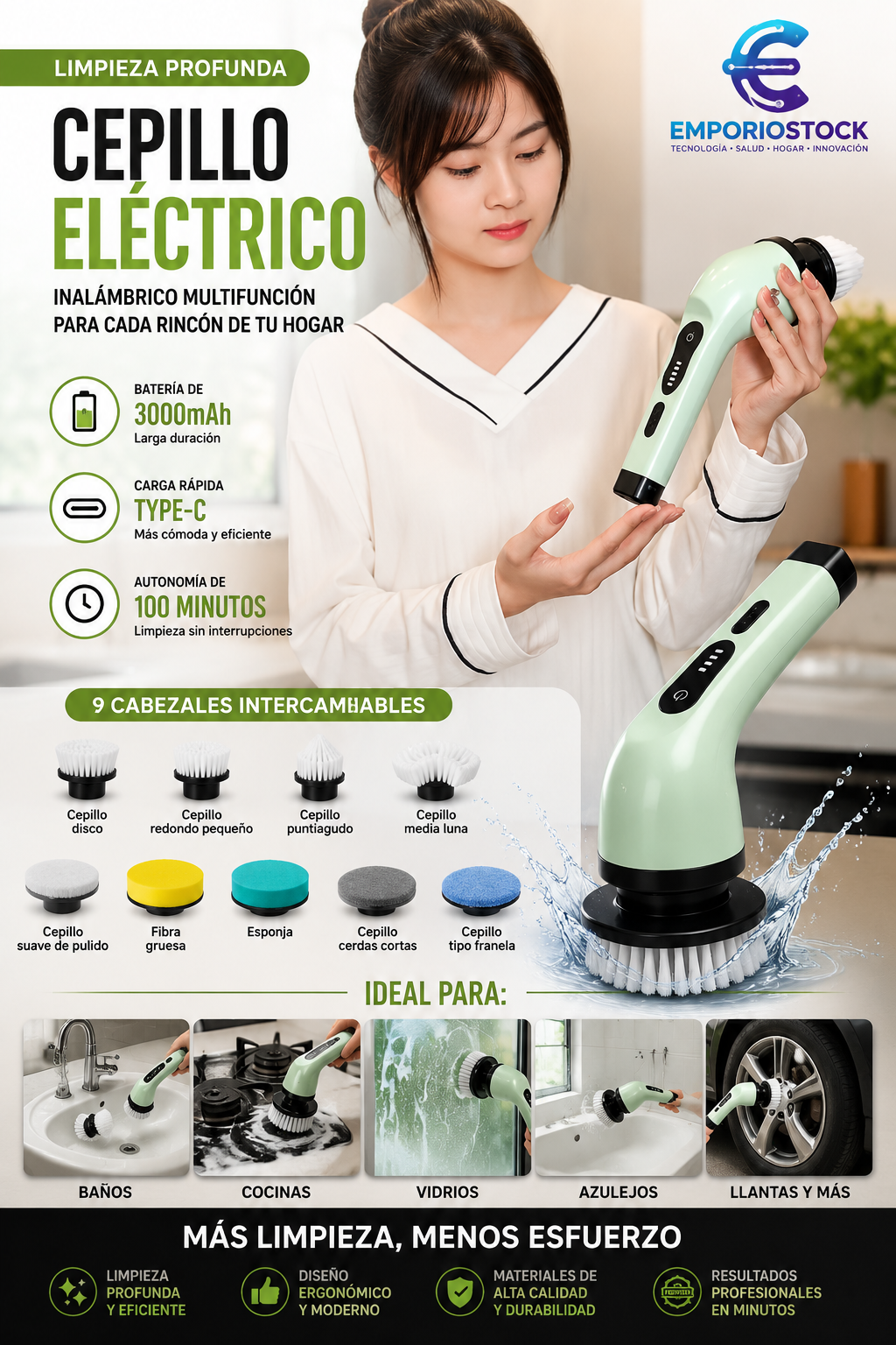 Cepillo Eléctrico Multifuncional 9 en 1